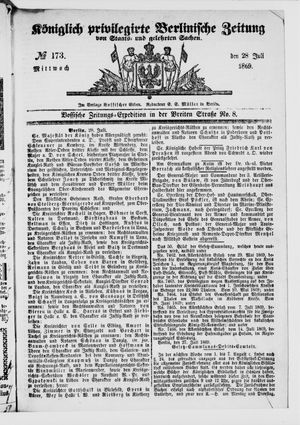 Königlich privilegirte Berlinische Zeitung von Staats- und gelehrten Sachen vom 28.07.1869