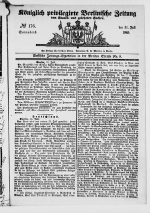 Königlich privilegirte Berlinische Zeitung von Staats- und gelehrten Sachen vom 31.07.1869