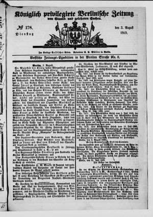 Königlich privilegirte Berlinische Zeitung von Staats- und gelehrten Sachen on Aug 3, 1869