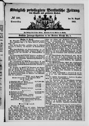Königlich privilegirte Berlinische Zeitung von Staats- und gelehrten Sachen vom 26.08.1869