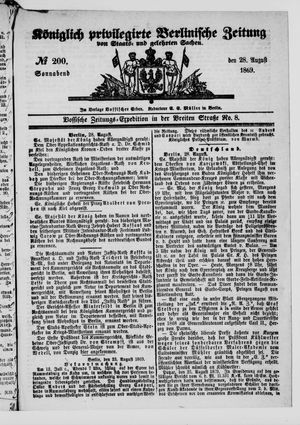 Königlich privilegirte Berlinische Zeitung von Staats- und gelehrten Sachen on Aug 28, 1869
