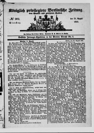 Königlich privilegirte Berlinische Zeitung von Staats- und gelehrten Sachen vom 31.08.1869