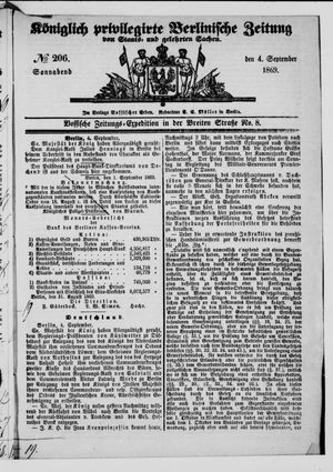 Königlich privilegirte Berlinische Zeitung von Staats- und gelehrten Sachen on Sep 4, 1869