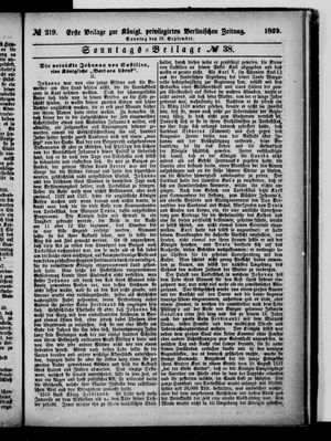 Königlich privilegirte Berlinische Zeitung von Staats- und gelehrten Sachen on Sep 19, 1869