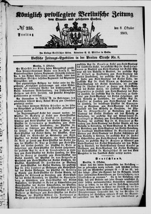 Königlich privilegirte Berlinische Zeitung von Staats- und gelehrten Sachen on Oct 8, 1869