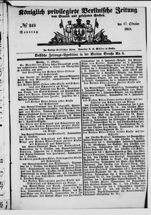 Königlich privilegirte Berlinische Zeitung von Staats- und gelehrten Sachen vom 17.10.1869