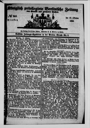 Königlich privilegirte Berlinische Zeitung von Staats- und gelehrten Sachen vom 19.10.1869