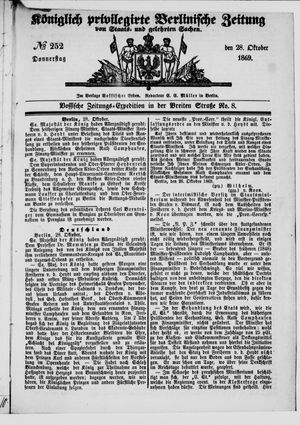Königlich privilegirte Berlinische Zeitung von Staats- und gelehrten Sachen vom 28.10.1869