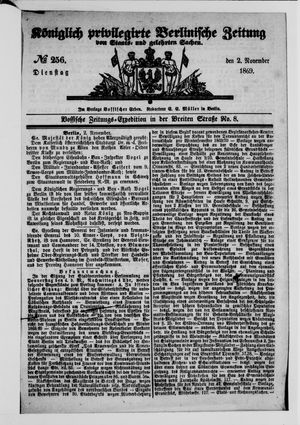 Königlich privilegirte Berlinische Zeitung von Staats- und gelehrten Sachen vom 02.11.1869