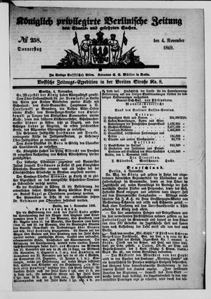 Königlich privilegirte Berlinische Zeitung von Staats- und gelehrten Sachen vom 04.11.1869