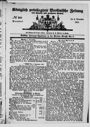 Königlich privilegirte Berlinische Zeitung von Staats- und gelehrten Sachen vom 06.11.1869