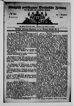 Königlich privilegirte Berlinische Zeitung von Staats- und gelehrten Sachen on Nov 7, 1869
