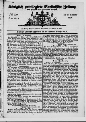 Königlich privilegirte Berlinische Zeitung von Staats- und gelehrten Sachen on Nov 28, 1869
