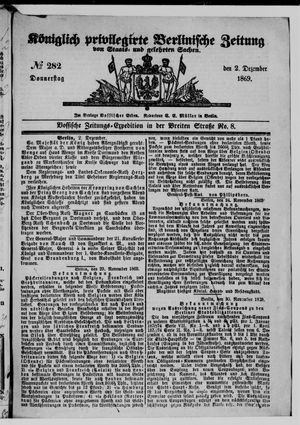 Königlich privilegirte Berlinische Zeitung von Staats- und gelehrten Sachen on Dec 2, 1869