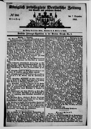 Königlich privilegirte Berlinische Zeitung von Staats- und gelehrten Sachen vom 07.12.1869