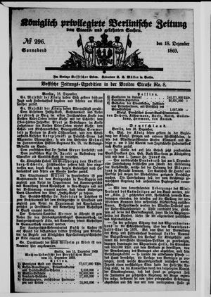 Königlich privilegirte Berlinische Zeitung von Staats- und gelehrten Sachen on Dec 18, 1869