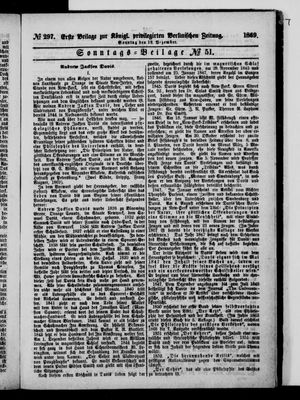 Königlich privilegirte Berlinische Zeitung von Staats- und gelehrten Sachen vom 19.12.1869