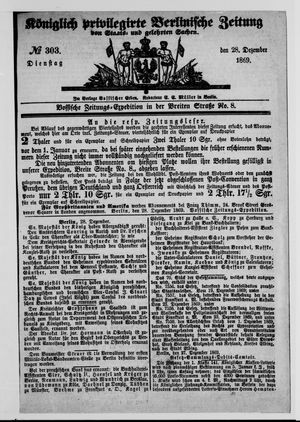Königlich privilegirte Berlinische Zeitung von Staats- und gelehrten Sachen on Dec 28, 1869