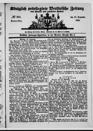 Königlich privilegirte Berlinische Zeitung von Staats- und gelehrten Sachen vom 30.12.1869