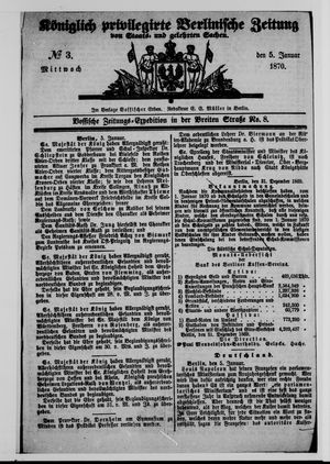 Königlich privilegirte Berlinische Zeitung von Staats- und gelehrten Sachen on Jan 5, 1870