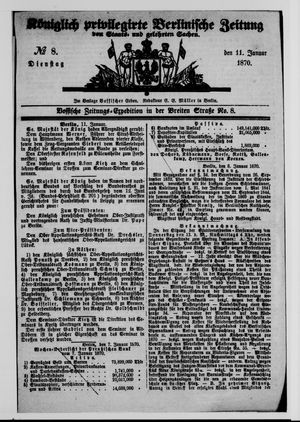 Königlich privilegirte Berlinische Zeitung von Staats- und gelehrten Sachen vom 11.01.1870