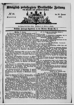 Königlich privilegirte Berlinische Zeitung von Staats- und gelehrten Sachen vom 23.01.1870