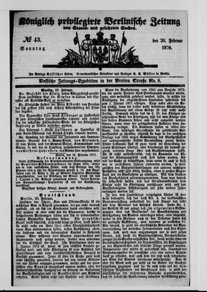 Königlich privilegirte Berlinische Zeitung von Staats- und gelehrten Sachen vom 20.02.1870