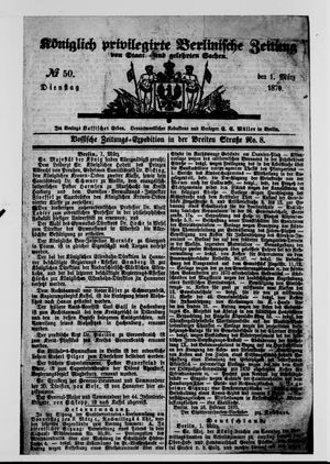 Königlich privilegirte Berlinische Zeitung von Staats- und gelehrten Sachen vom 01.03.1870
