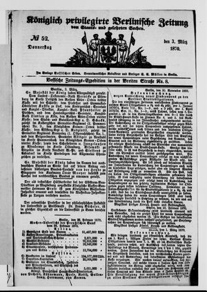 Königlich privilegirte Berlinische Zeitung von Staats- und gelehrten Sachen vom 03.03.1870