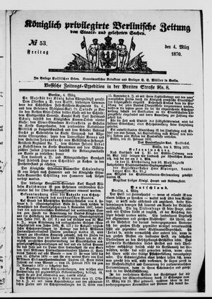Königlich privilegirte Berlinische Zeitung von Staats- und gelehrten Sachen vom 04.03.1870