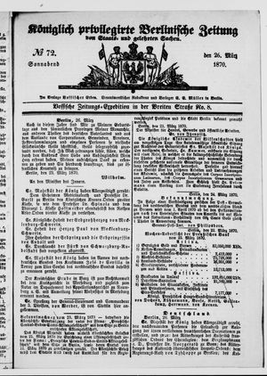Königlich privilegirte Berlinische Zeitung von Staats- und gelehrten Sachen vom 26.03.1870