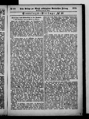 Königlich privilegirte Berlinische Zeitung von Staats- und gelehrten Sachen on May 15, 1870