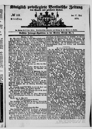 Königlich privilegirte Berlinische Zeitung von Staats- und gelehrten Sachen on May 17, 1870