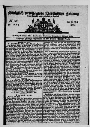 Königlich privilegirte Berlinische Zeitung von Staats- und gelehrten Sachen vom 25.05.1870