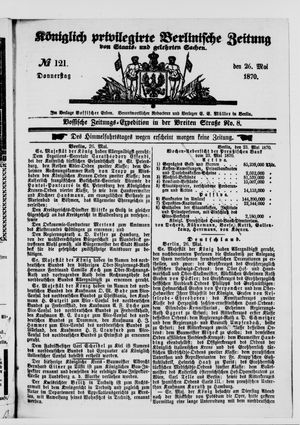 Königlich privilegirte Berlinische Zeitung von Staats- und gelehrten Sachen vom 26.05.1870