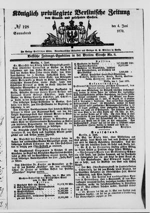 Königlich privilegirte Berlinische Zeitung von Staats- und gelehrten Sachen vom 04.06.1870
