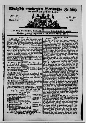 Königlich privilegirte Berlinische Zeitung von Staats- und gelehrten Sachen on Jun 11, 1870