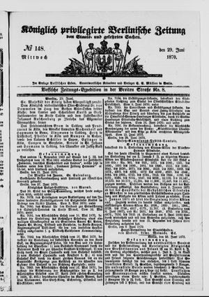 Königlich privilegirte Berlinische Zeitung von Staats- und gelehrten Sachen vom 29.06.1870