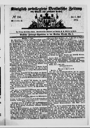 Königlich privilegirte Berlinische Zeitung von Staats- und gelehrten Sachen vom 06.07.1870