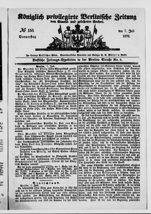 Königlich privilegirte Berlinische Zeitung von Staats- und gelehrten Sachen vom 07.07.1870