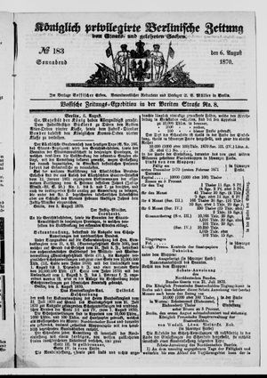 Königlich privilegirte Berlinische Zeitung von Staats- und gelehrten Sachen vom 06.08.1870