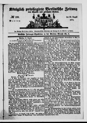 Königlich privilegirte Berlinische Zeitung von Staats- und gelehrten Sachen vom 22.08.1870