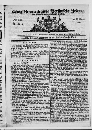 Königlich privilegirte Berlinische Zeitung von Staats- und gelehrten Sachen on Aug 26, 1870