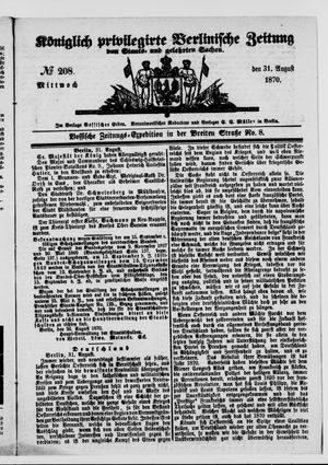 Königlich privilegirte Berlinische Zeitung von Staats- und gelehrten Sachen vom 31.08.1870