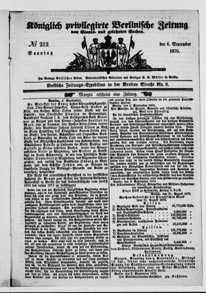 Königlich privilegirte Berlinische Zeitung von Staats- und gelehrten Sachen vom 04.09.1870