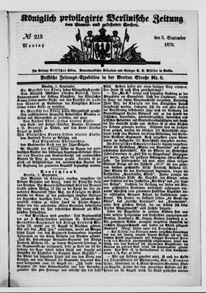 Königlich privilegirte Berlinische Zeitung von Staats- und gelehrten Sachen vom 05.09.1870