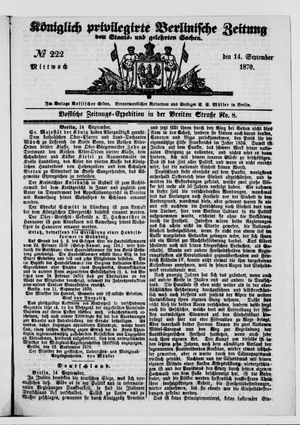 Königlich privilegirte Berlinische Zeitung von Staats- und gelehrten Sachen vom 14.09.1870