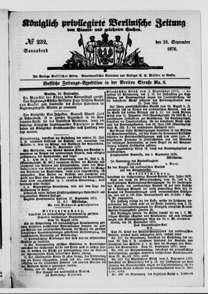 Königlich privilegirte Berlinische Zeitung von Staats- und gelehrten Sachen vom 24.09.1870