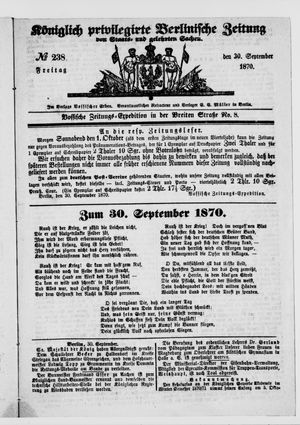 Königlich privilegirte Berlinische Zeitung von Staats- und gelehrten Sachen vom 30.09.1870