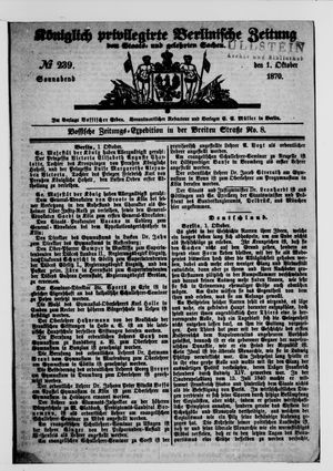 Königlich privilegirte Berlinische Zeitung von Staats- und gelehrten Sachen on Oct 1, 1870